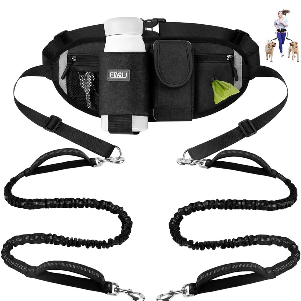 Black Dog Walking Belt with Leash